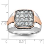 IBGoodman 14k White and Rose Gold Men's Polished and Satin 1 Carat AA Quality Diamond Cluster Ring - Image 3