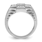 IBGoodman 14k White Gold Men's Polished Textured and Grooved 1/2 Carat AA Quality Diamond Cross Cluster Ring - Image 2