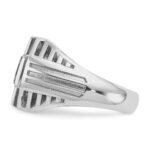 IBGoodman 14k White Gold Men's Polished Textured and Grooved Cross Cluster Ring Mounting - Image 5