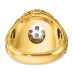 IBGoodman 14k Two-tone Men's Polished and Textured 1 5/8 Carat AA Quality Diamond Oval Cluster Ring - Image 7