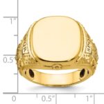 14k IBGoodman 16.5x14.8mm Men's Cushion Signet Ring - Image 3