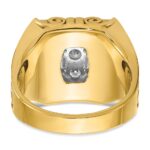 IBGoodman 14k Two-tone Men's Polished and Textured Scroll Design 2 Carat AA Quality Diamond Square Cluster Ring - Image 7