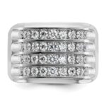 IBGoodman 14k White Gold 1 5/8 carat Lab Grown Diamond VS/SI+ G+ Complete Four Row Men's Ring - Image 4