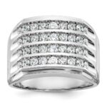 IBGoodman 14k White Gold 1 5/8 carat Lab Grown Diamond VS/SI+ G+ Complete Four Row Men's Ring