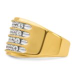 IBGoodman 14k with White Rhodium Men's Polished and Grooved 4-Row 1 1/5 Carat AA Quality Diamond Ring - Image 5