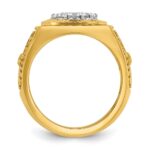 IBGoodman 10k Two-tone Men's Polished Textured and Diamond-cut Stars and Stripes Round Cluster Ring Mounting - Image 2