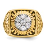 IBGoodman 14k Two-tone Men's Polished Textured and Diamond-cut Stars and Stripes Round Cluster Ring Mounting - Image 4