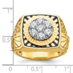 IBGoodman 14k Two-tone with Black Enamel Men's Polished Textured and Diamond-cut 1 Carat AA Quality Diamond Stars and Stripes Round Cluster Ring - Image 2