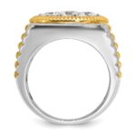 IBGoodman 14k Two-Tone 3 carat Lab Grown Diamond VS/SI+ G+ Complete Ribbed Men's Cluster Ring - Image 2