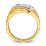 IBGoodman 14k with White Rhodium Men's Polished and Grooved 3-Stone 1 Carat AA Quality Diamond Ring - Image 2