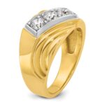 IBGoodman 14k with White Rhodium Men's Polished and Grooved 3-Stone 1 Carat AA Quality Diamond Ring - Image 8