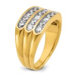 IBGoodman 14k Men's Polished and Grooved 3-Row 1.65 Carat AA Quality Diamond Ring - Image 8