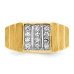 IBGoodman 14k with White Rhodium Men's Polished Satin and Grooved 3-Row 1/3 Carat AA Quality Diamond Ring - Image 4