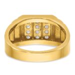 IBGoodman 14k with White Rhodium 1/3 carat Lab Grown Diamond VS/SI+ G+ Polished Satin and Grooved Three Row Men's Cluster Ring - Image 5