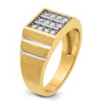 IBGoodman 14k with White Rhodium Men's Polished Satin and Grooved 3-Row 1/3 Carat AA Quality Diamond Ring - Image 6