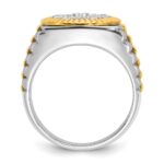 IBGoodman 14k Two-tone Men's Polished Satin and Ribbed Round Cluster Ring Mounting - Image 2