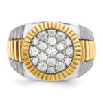 IBGoodman 14k Two-Tone 1 1/6 carat Lab Grown Diamond VS/SI+ G+ Complete Ribbed Men's Cluster Ring - Image 4