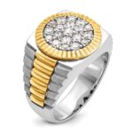 IBGoodman 14k Two-Tone 1 1/6 carat Lab Grown Diamond VS/SI+ G+ Complete Ribbed Men's Cluster Ring - Image 6