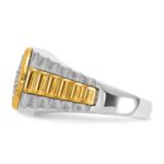 IBGoodman 14k Two-tone Men's Polished Satin and Ribbed 1/2 Carat A Quality Diamond Round Cluster Ring - Image 5