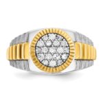 IBGoodman 14k Two-Tone 1/2 carat Lab Grown Diamond VS/SI+ G+ Complete Ribbed Men's Cluster Ring - Image 4