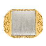 14k Two-Tone Engravable Square Signet ring - Image 4