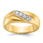IBGoodman 14k with White Rhodium Men's Polished Curved Bypass 4-Stone 1/5 Carat AA Quality Diamond Ring