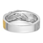IBGoodman 14k Two-tone Men's Polished Satin and Grooved 4-Stone 1/4 Carat AA Quality Diamond Ring - Image 7