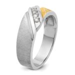 IBGoodman 14k Two-tone Men's Polished Satin and Grooved 4-Stone 1/4 Carat AA Quality Diamond Ring - Image 8