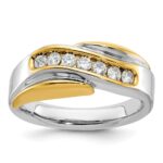IBGoodman 14k Two-tone Men's Polished and Grooved Curved Bypass Ring Mounting