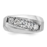 IBGoodman 14k White Gold Men's Polished and Satin 5-Stone 1 Carat AA Quality Diamond Ring - Image 5