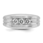 IBGoodman 14k White Gold 1/2 carat Lab Grown Diamond VS/SI+ G+ Three Stone Complete Polished and Satin Men's Ring - Image 4
