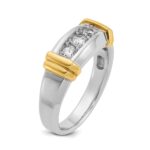 14k Two-tone IBGoodman Men's Polished 3-Stone Ring Mounting - Image 8
