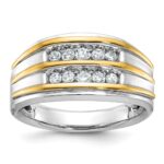14k Two-tone IBGoodman Men's Polished 2-Row Ring Mounting