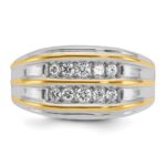 14k Two-tone IBGoodman Men's Polished 2-Row Ring Mounting - Image 6