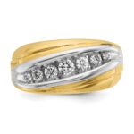 IBGoodman 14k Two-tone Men's Polished and Grooved Graduated 7-Stone 1/2 Carat AA Quality Diamond Ring - Image 6