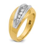 IBGoodman 14k Two-tone Men's Polished and Grooved Graduated 7-Stone 1/2 Carat AA Quality Diamond Ring - Image 8