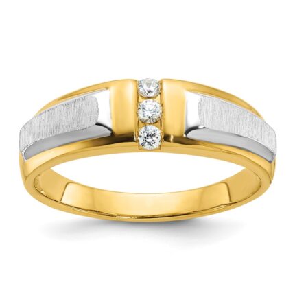 IBGoodman 14k Two-tone Polished and Satin Men's Three Stone Ring Mounting