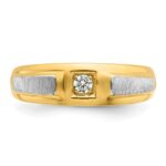 10k Two-tone IBGoodman Men's Polished and Satin Diamond Complete Ring - Image 6