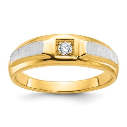14k Two-tone IBGoodman Men's Polished and Satin Diamond Ring Mounting