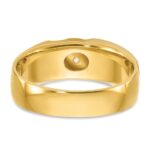 IBGoodman 14k Two-tone Men's Polished Satin and Grooved 3-Stone 1/6 Carat AA Quality Diamond Ring - Image 7