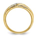IBGoodman 14k with White Rhodium Men's Polished and Grooved 1/6 Carat AA Quality Diamond Ring - Image 2