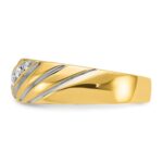 IBGoodman 14k with White Rhodium 1/6 carat Lab Grown Diamond VS/SI+ G+ Complete Polished and Grooved Men's Ring - Image 3