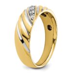 IBGoodman 14k with White Rhodium Men's Polished and Grooved 1/6 Carat AA Quality Diamond Ring - Image 8