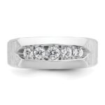 14k White Gold IBGoodman Men's Polished & Satin 5-Stone Ring Mounting - Image 6