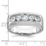 IBGoodman 14k White Gold Men's Polished and Satin 5-Stone 1 Carat AA Quality Diamond Ring - Image 3