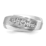 IBGoodman 14k White Gold Men's Polished and Satin 5-Stone 1/2 Carat AA Quality Diamond Ring - Image 6