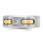 IBGoodman 14k Two-tone Men's Polished Satin and Cut-Out 1/6 Carat AA Quality Diamond 3-Stone Ring - Image 5