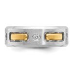 IBGoodman 14k Two-tone Men's Polished Satin and Cut-Out 1/6 Carat AA Quality Diamond 3-Stone Ring - Image 6