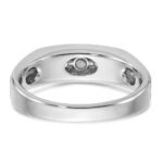 IBGoodman 14k White Gold Men's Polished Satin and Grooved 1/4 Carat AA Quality Diamond 5-Stone Ring - Image 7