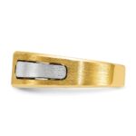 10k Two-tone IBGoodman Men's Polished and Satin Diamond Complete Ring - Image 3